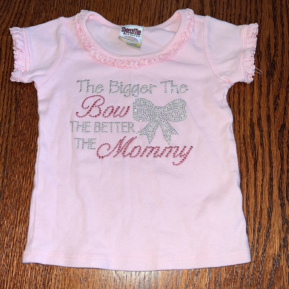 Boutique girls shirt - “the bigger the bow the better the mommy” size 24m